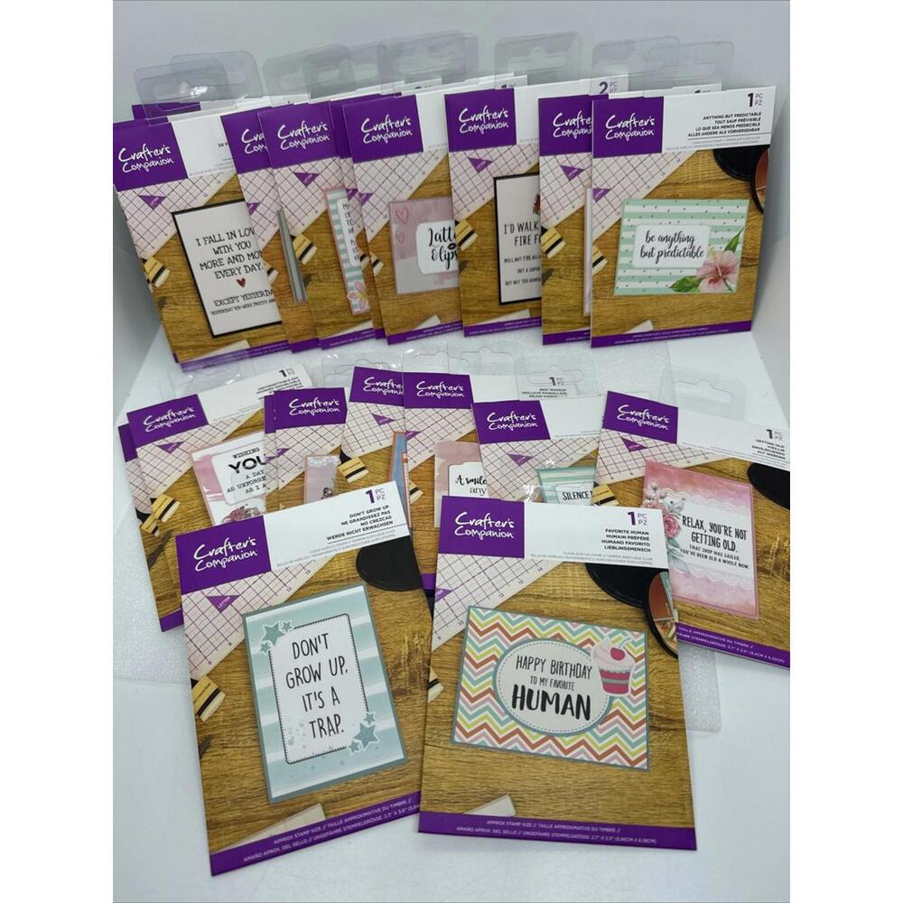 Lot Of 20 NEW Crafter’s Companion Clear Acrylic Stamps 2020 Fun Quotes!